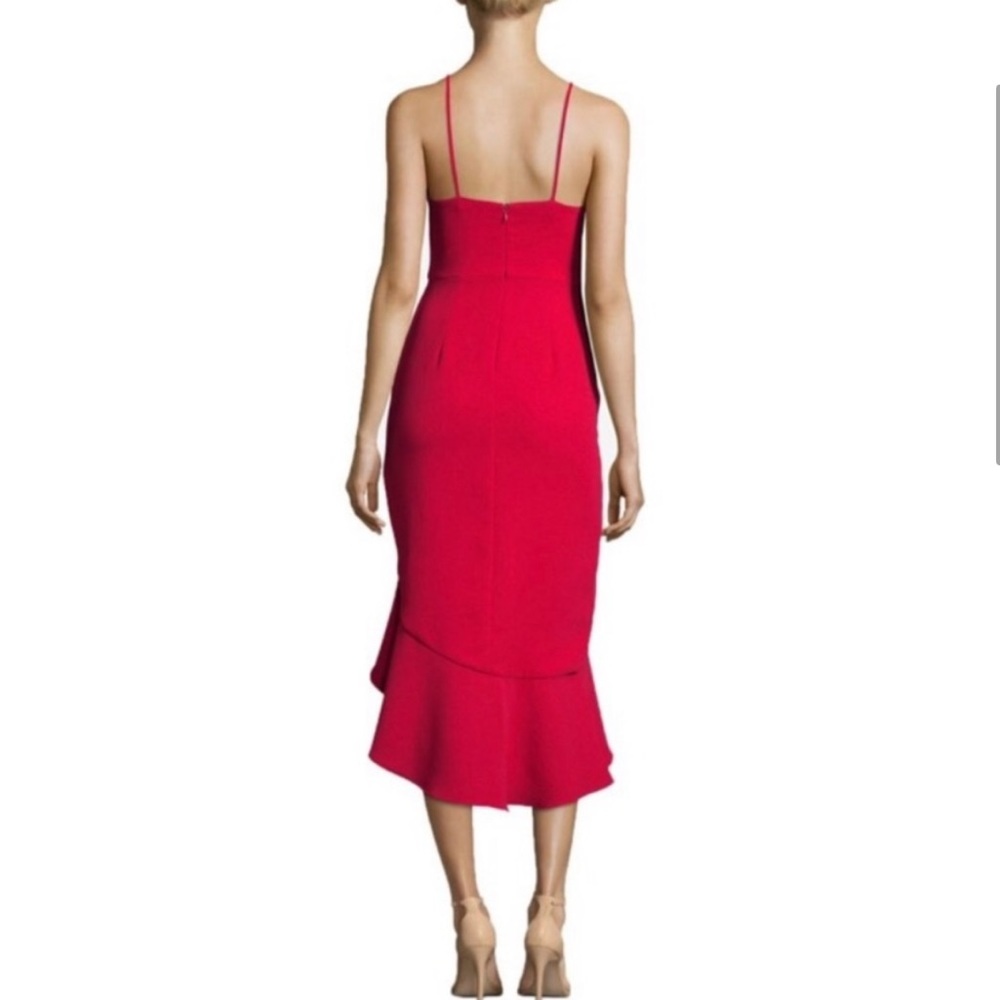 Xscape Red Ruffle High-Low Midi Dress, size 2 - Picture 2 of 7